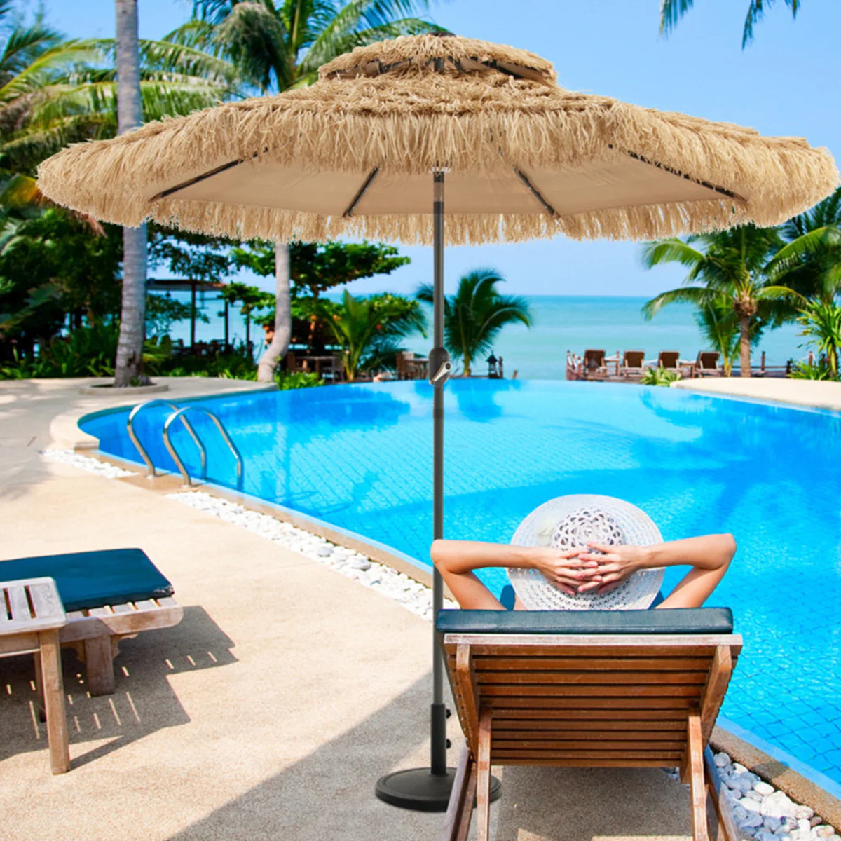 Solar Powered Tiki Patio Umbrella with Led Lights - Image 10