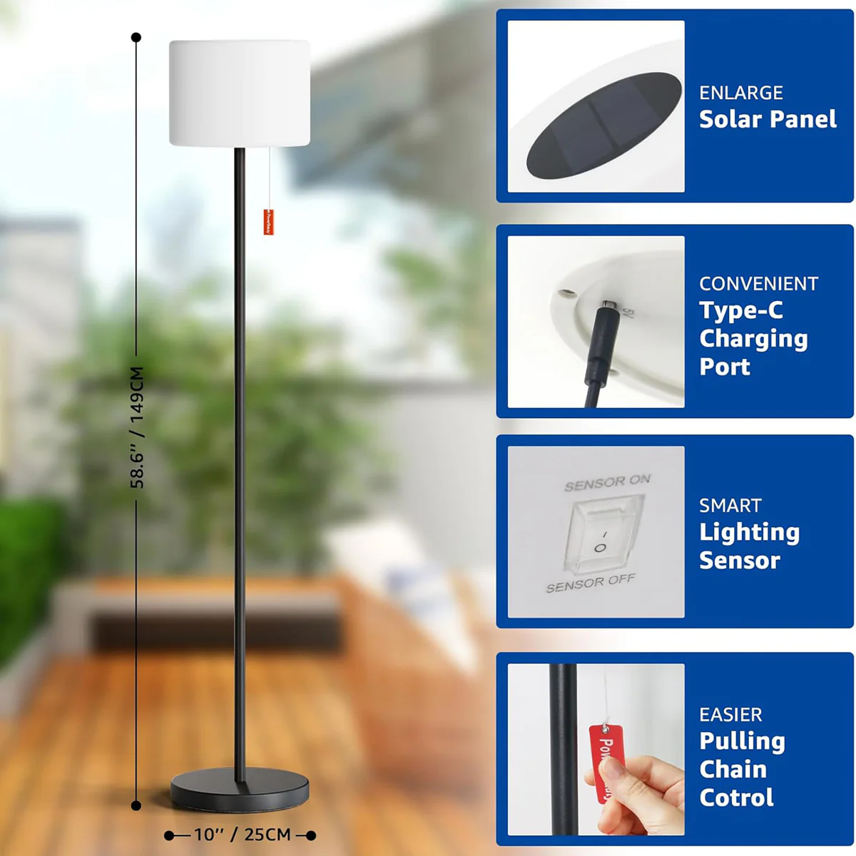 Solar Rechargeable LED Outdoor Floor Lamp - Image 7