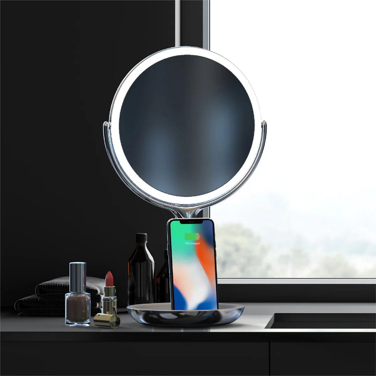 Spa Studio LED Vanity Mirror with Wireless Charging by Sharper Image - Image 3