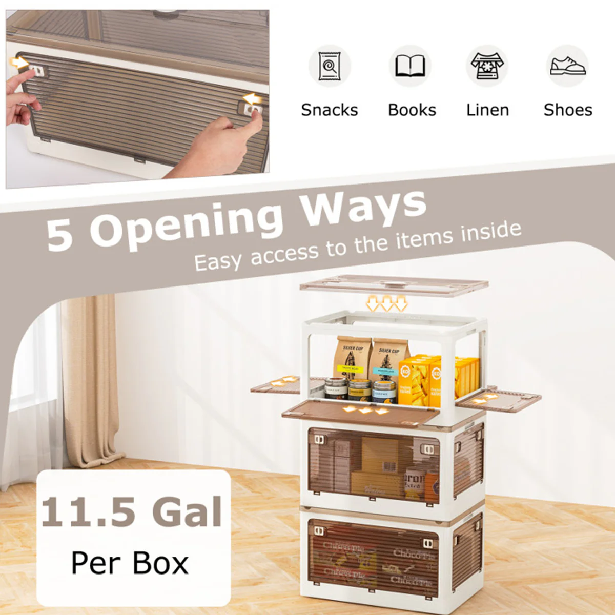 Stackable Storage Bins with Lids (Set of 3) - Image 16