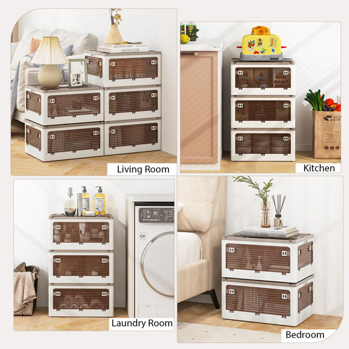 Stackable Storage Bins with Lids (Set of 3) - Image 4