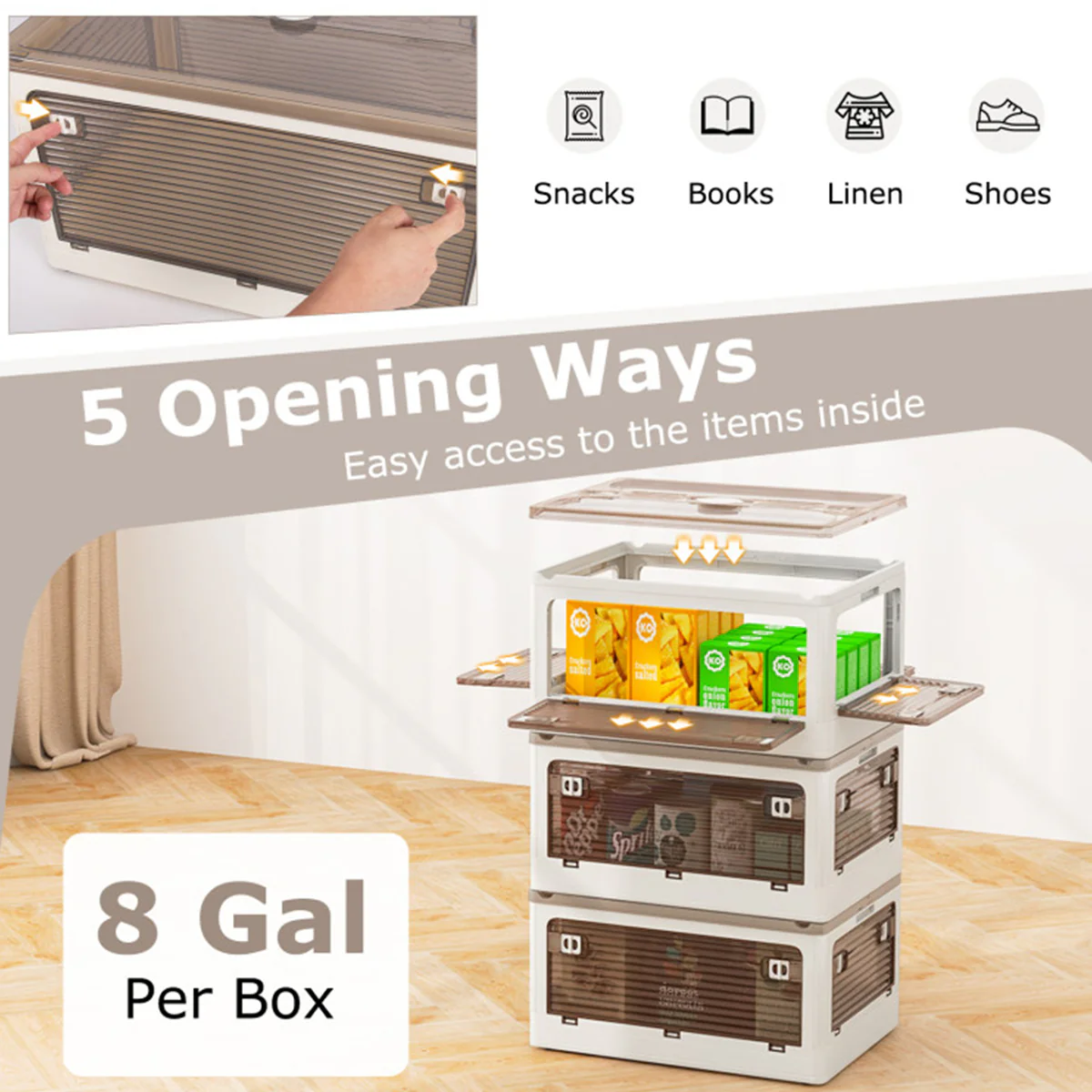 Stackable Storage Bins with Lids (Set of 3) - Image 5