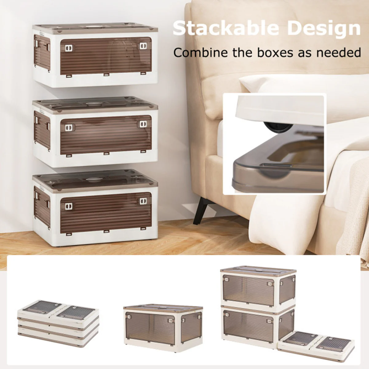 Stackable Storage Bins with Lids (Set of 3) - Image 6