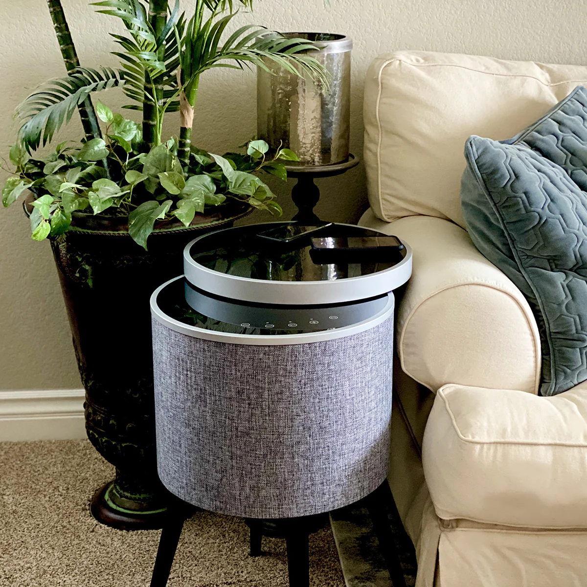 Swivel Top Bluetooth Speaker Side Table with Mood Lighting - Image 2