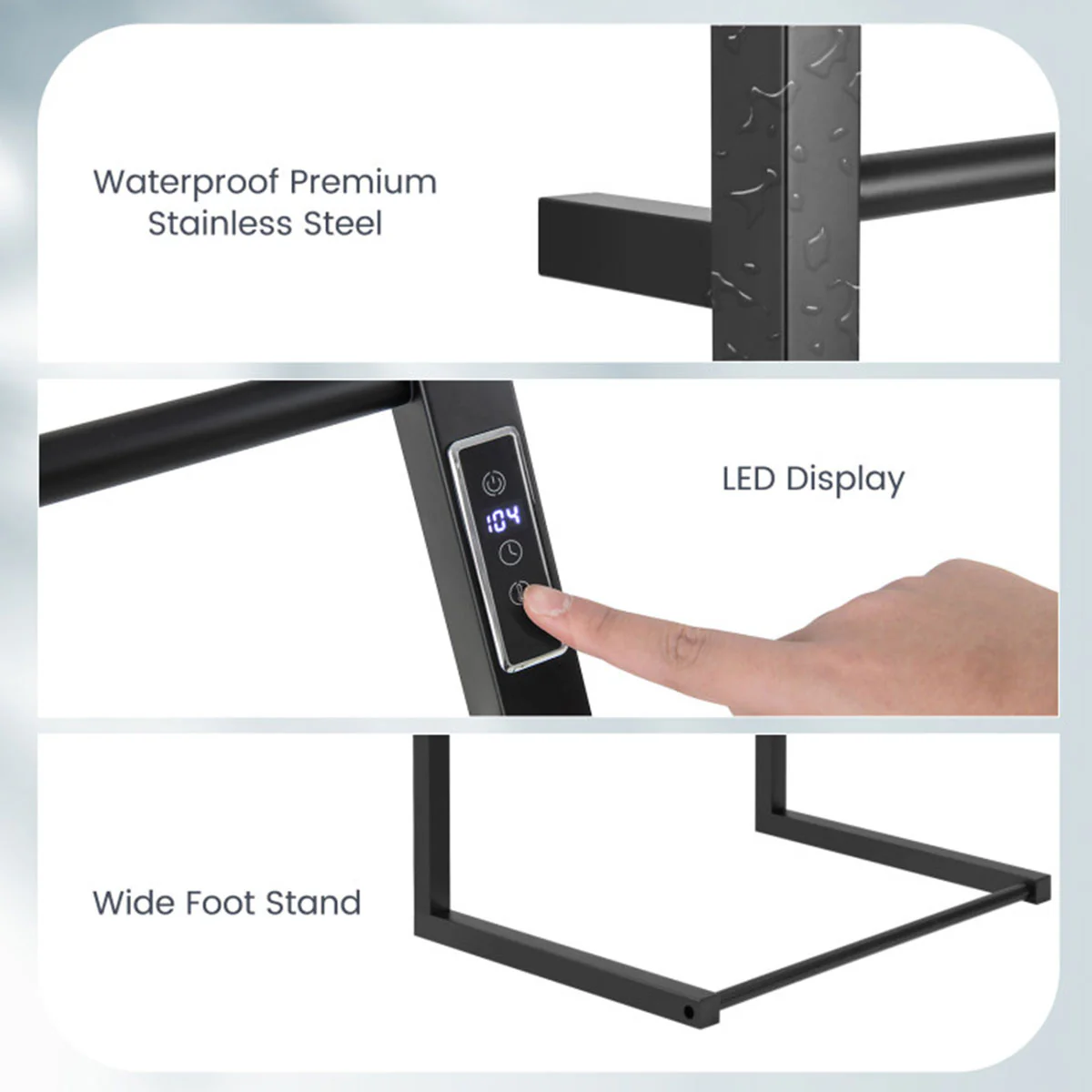 Towel Warmer Rack with LED Display - Image 4