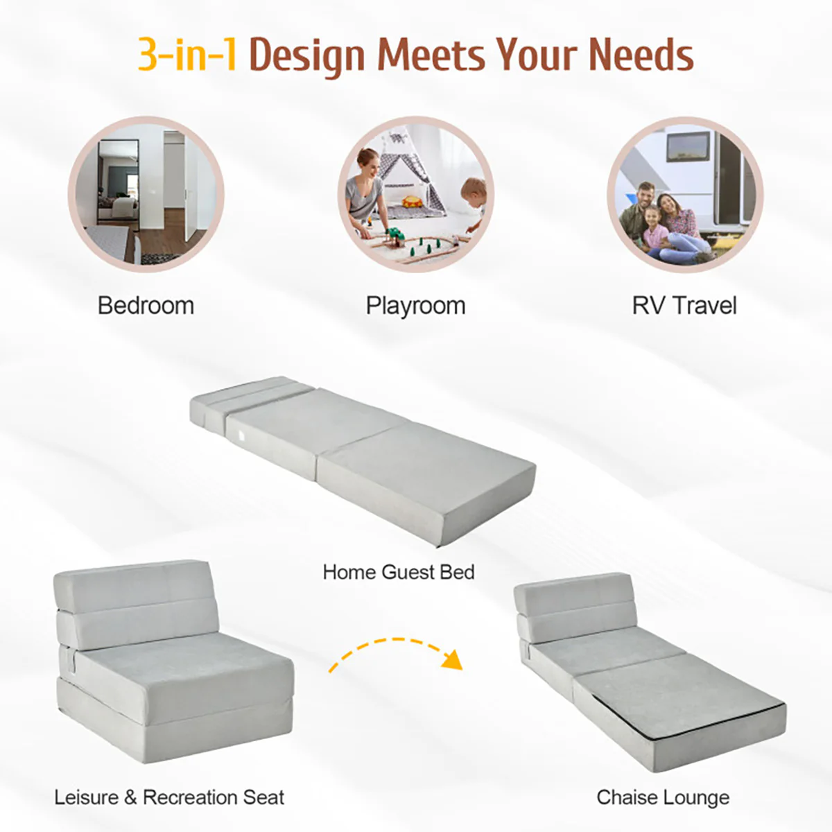 Tri-Fold Sleeper Sofa Bed - Image 5