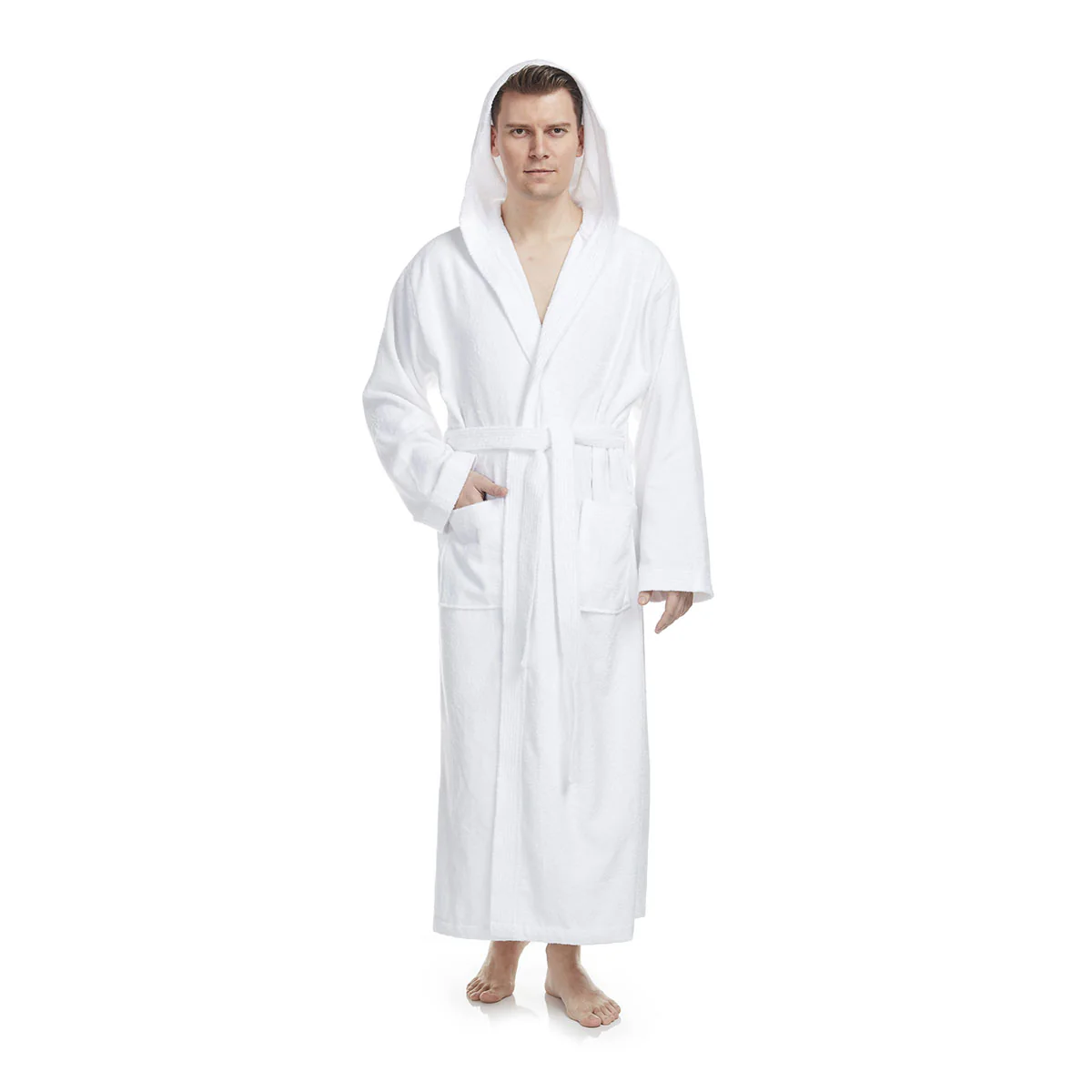 Turkish Cotton Ankle Length Hooded Bathrobe - Image 4