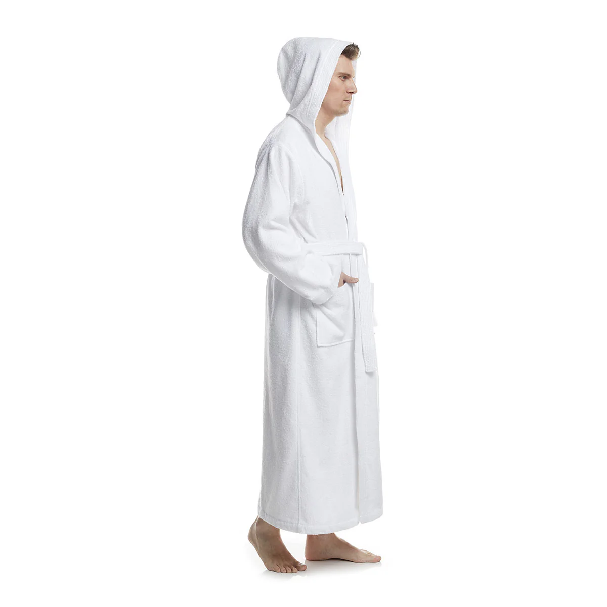 Turkish Cotton Ankle Length Hooded Bathrobe - Image 6
