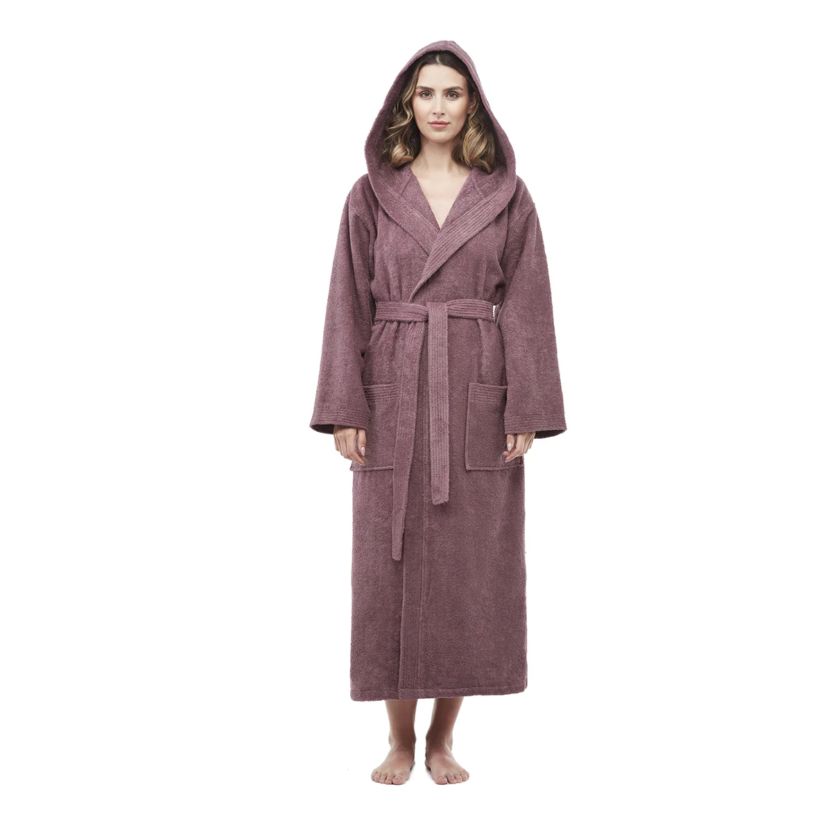 Turkish Cotton Mid-Calf Length Hooded Bathrobe - Image 11