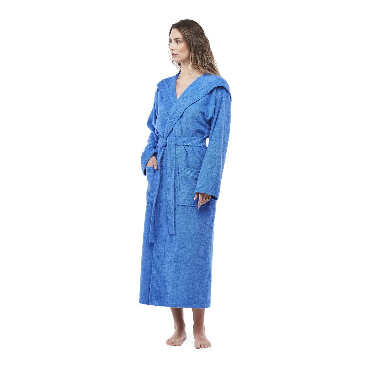 Turkish Cotton Mid-Calf Length Hooded Bathrobe - Image 14