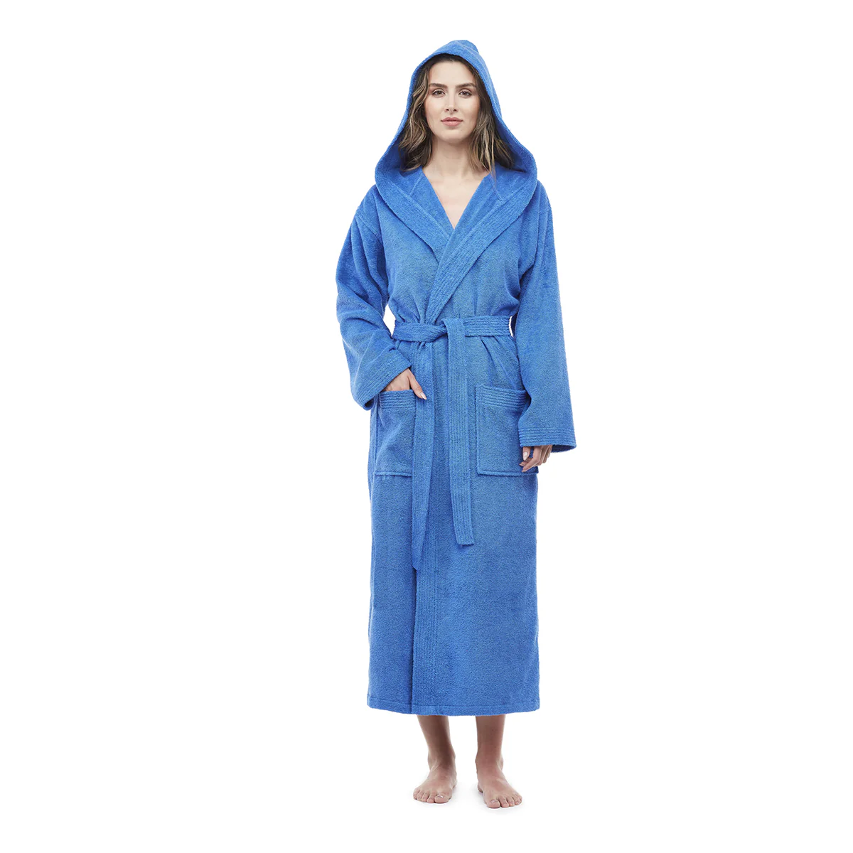 Turkish Cotton Mid-Calf Length Hooded Bathrobe - Image 15