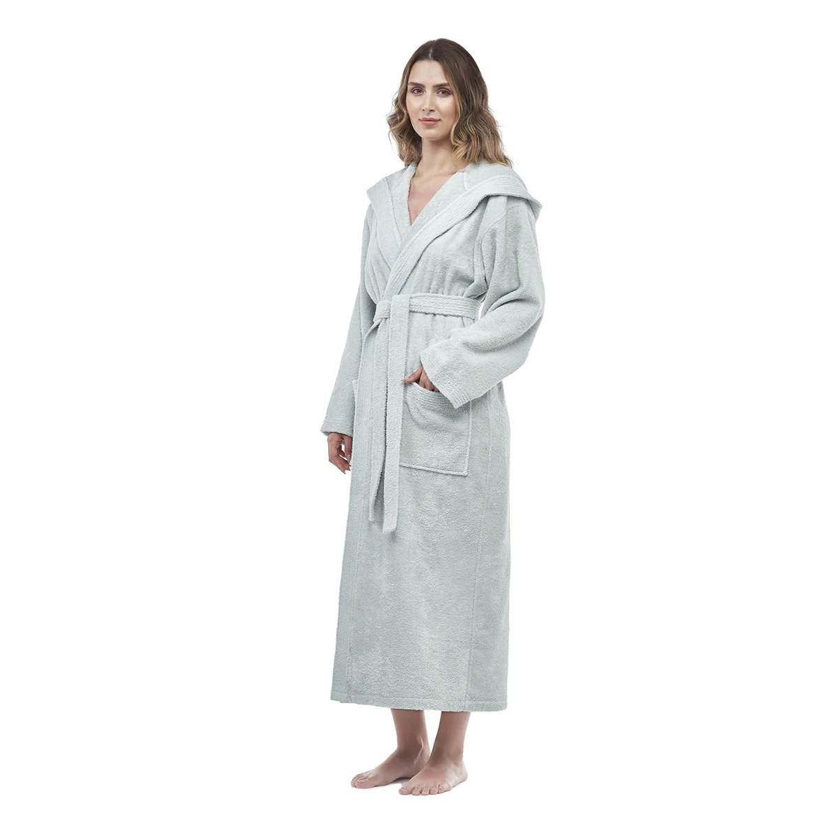 Turkish Cotton Mid-Calf Length Hooded Bathrobe - Image 18