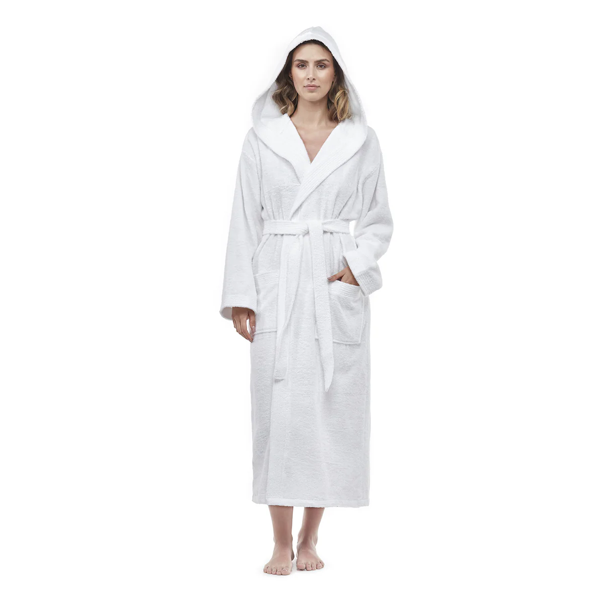 Turkish Cotton Mid-Calf Length Hooded Bathrobe - Image 20