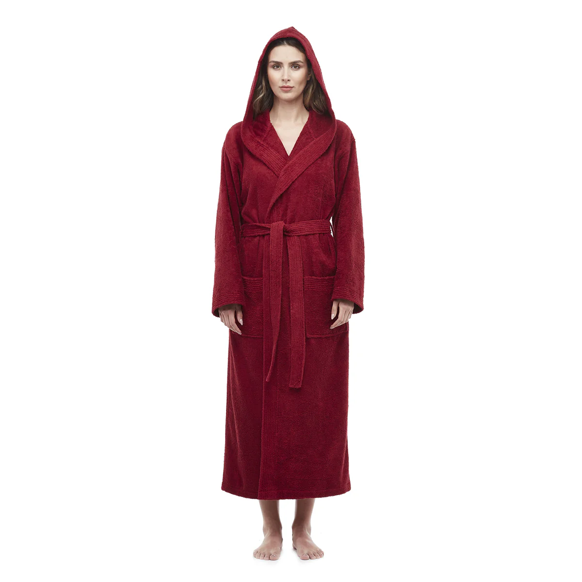 Turkish Cotton Mid-Calf Length Hooded Bathrobe - Image 4