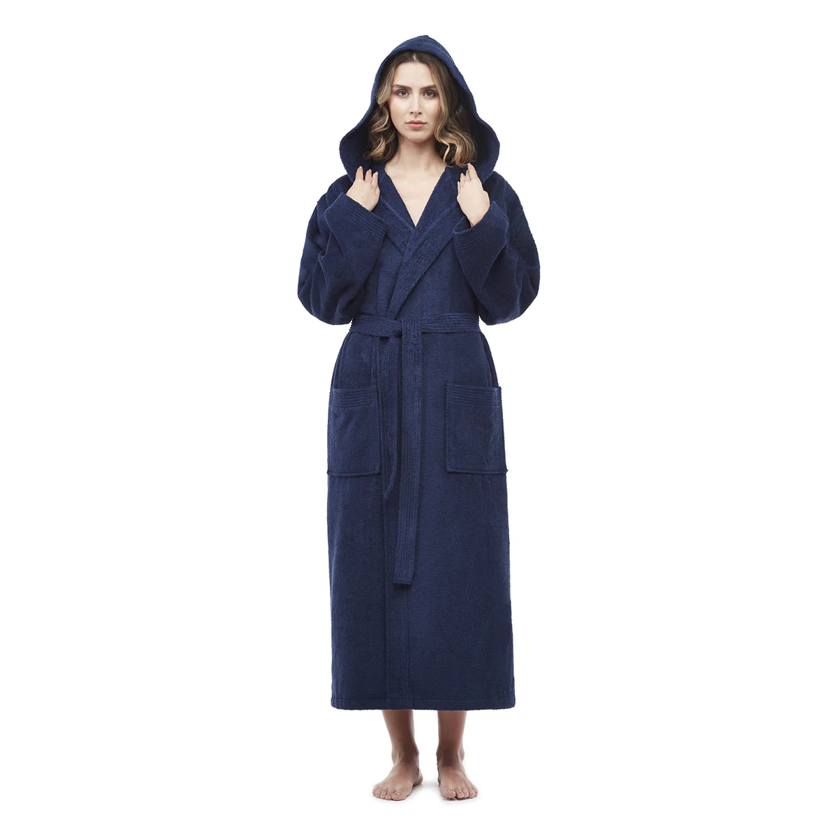 Turkish Cotton Mid-Calf Length Hooded Bathrobe - Image 6