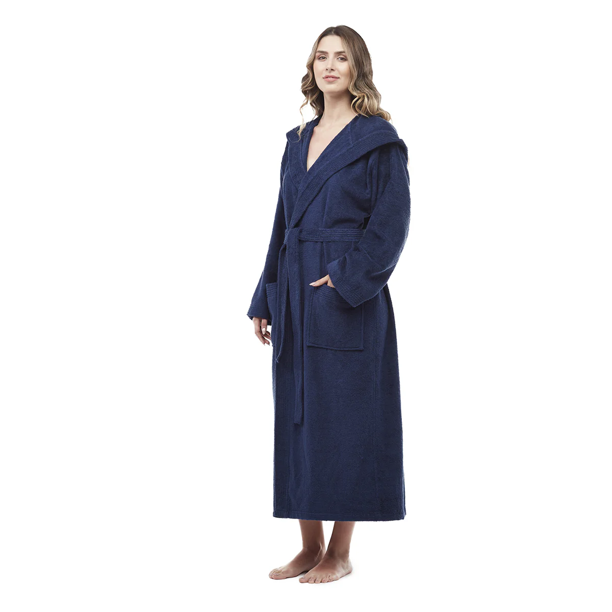 Turkish Cotton Mid-Calf Length Hooded Bathrobe - Image 7