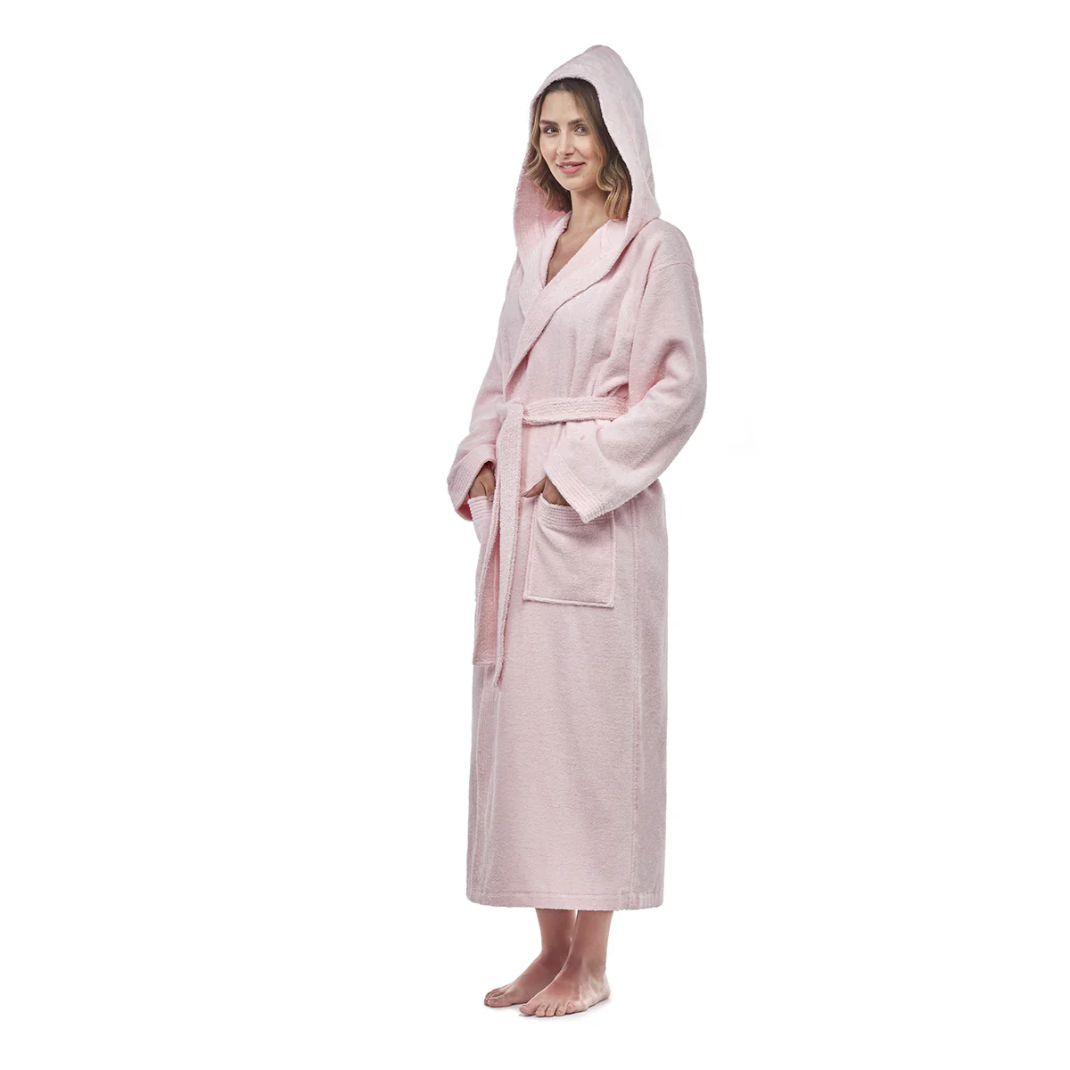 Turkish Cotton Mid-Calf Length Hooded Bathrobe - Image 9