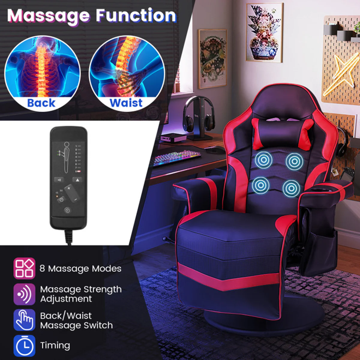 Video Gaming Massage Recliner Chair - Image 23