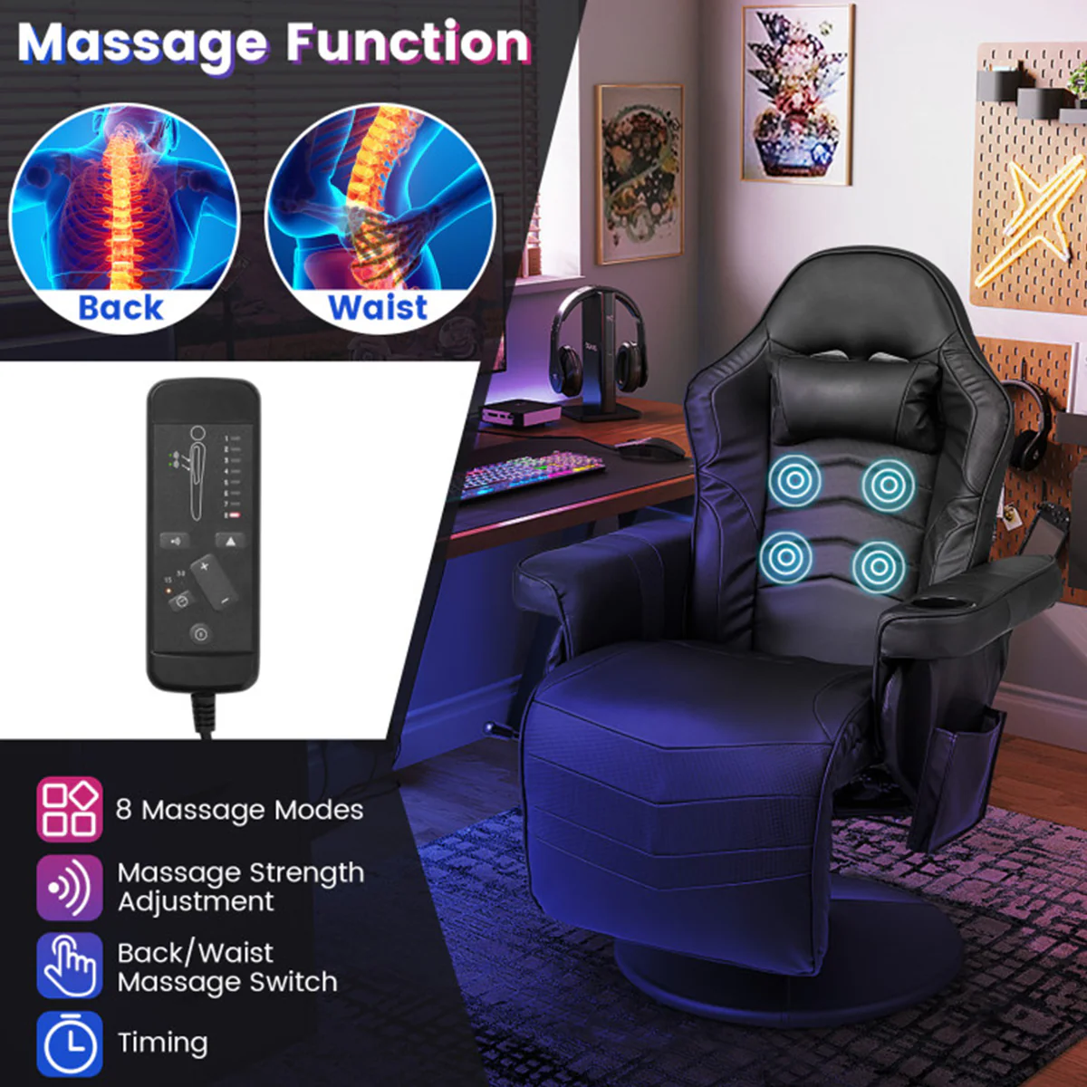 Video Gaming Massage Recliner Chair - Image 28
