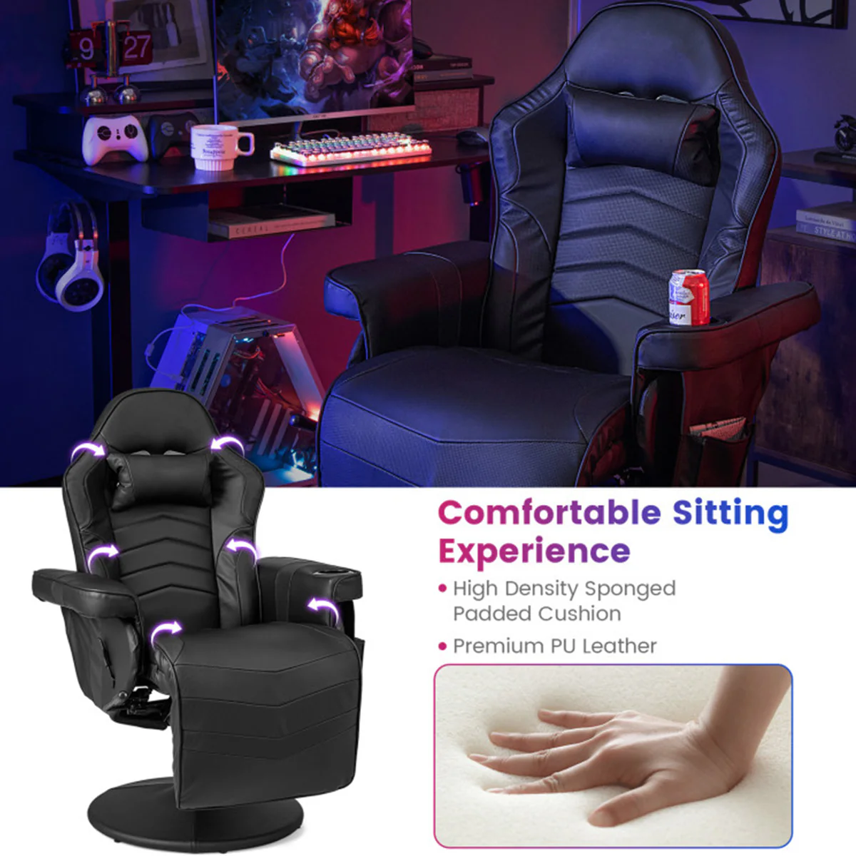 Video Gaming Massage Recliner Chair - Image 33