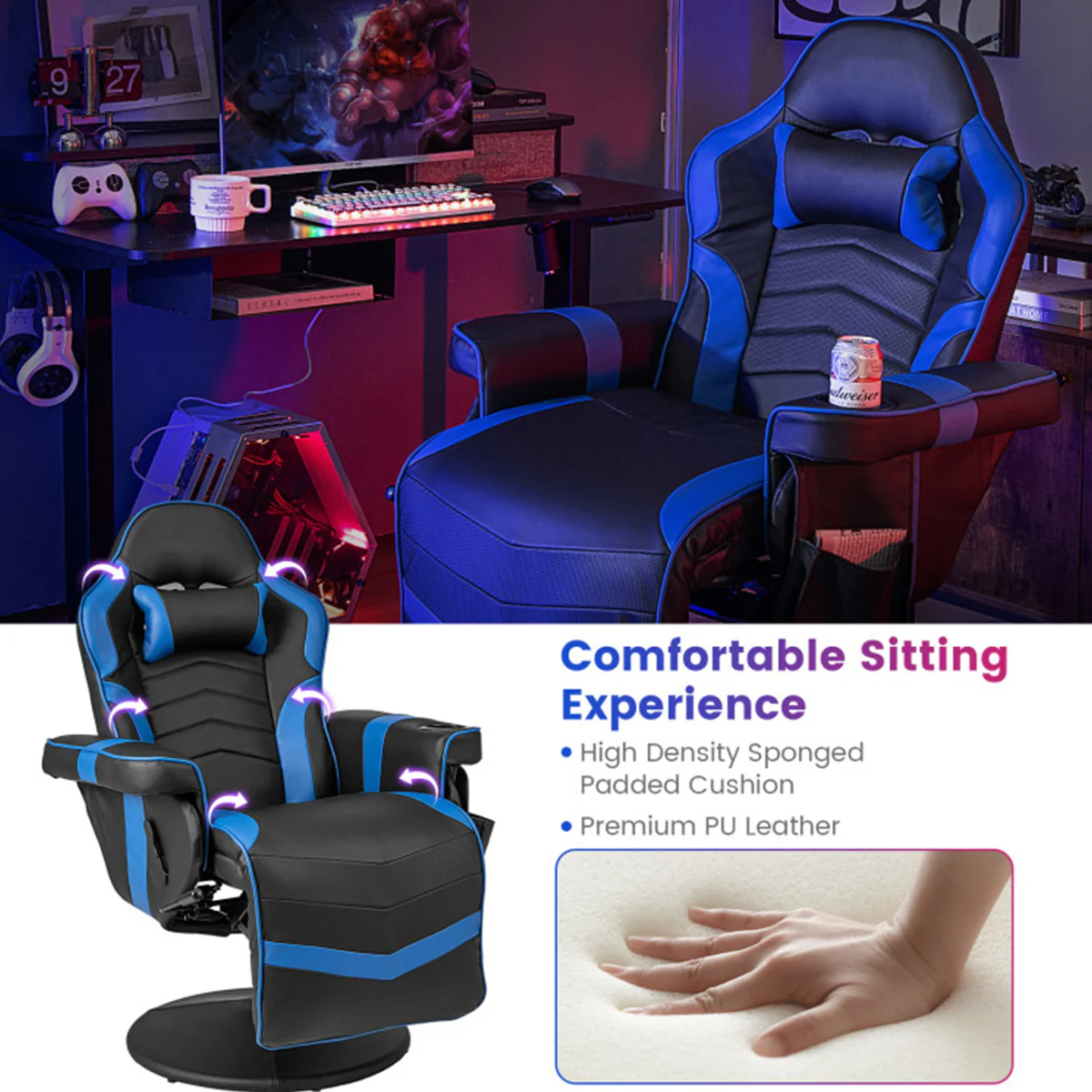 Video Gaming Massage Recliner Chair - Image 37
