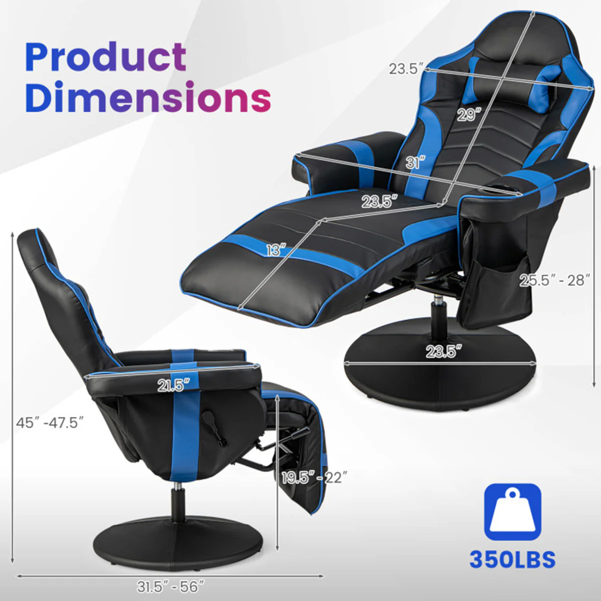 Video Gaming Massage Recliner Chair - Image 46