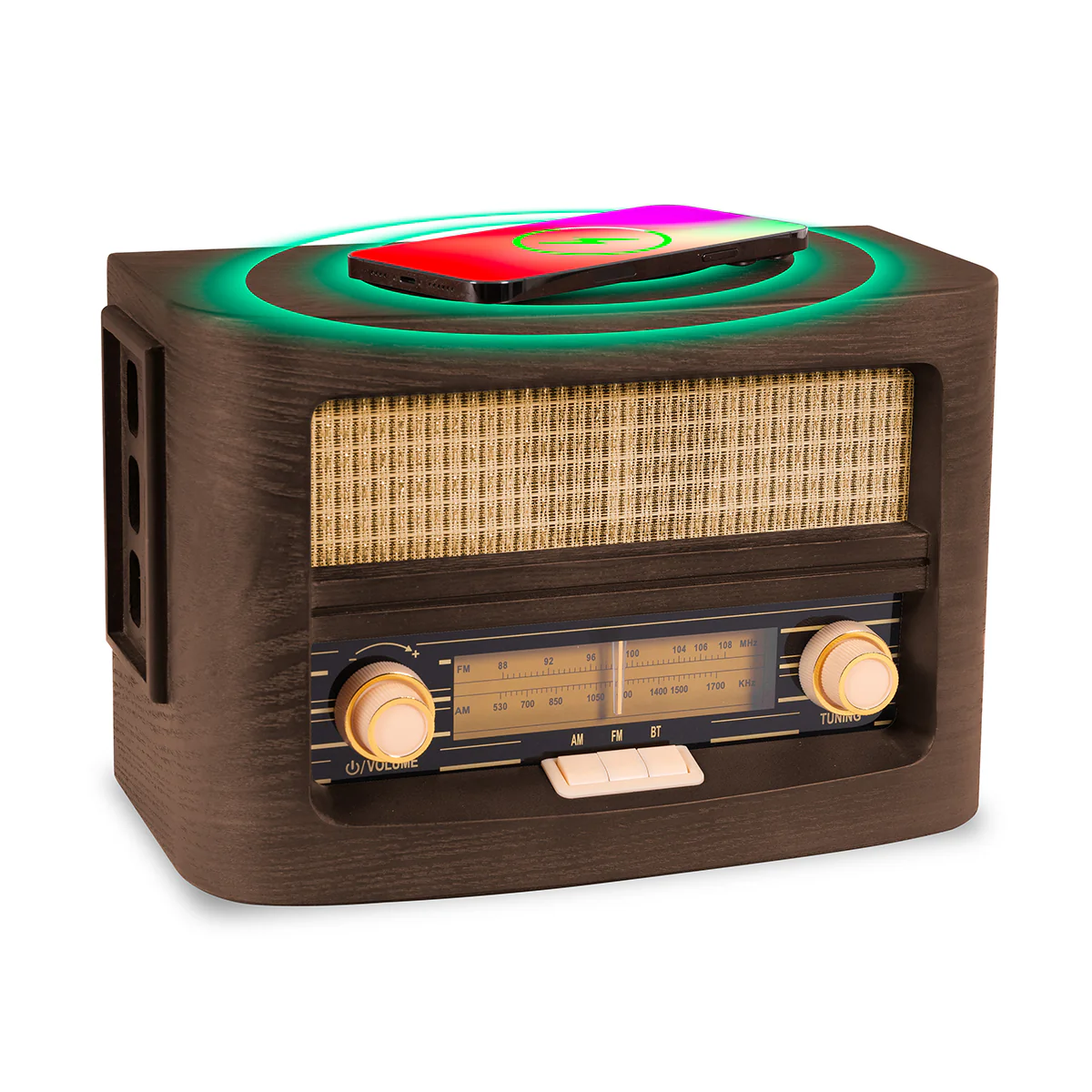 Vintage Bluetooth Radio and Wireless Charger - Image 2