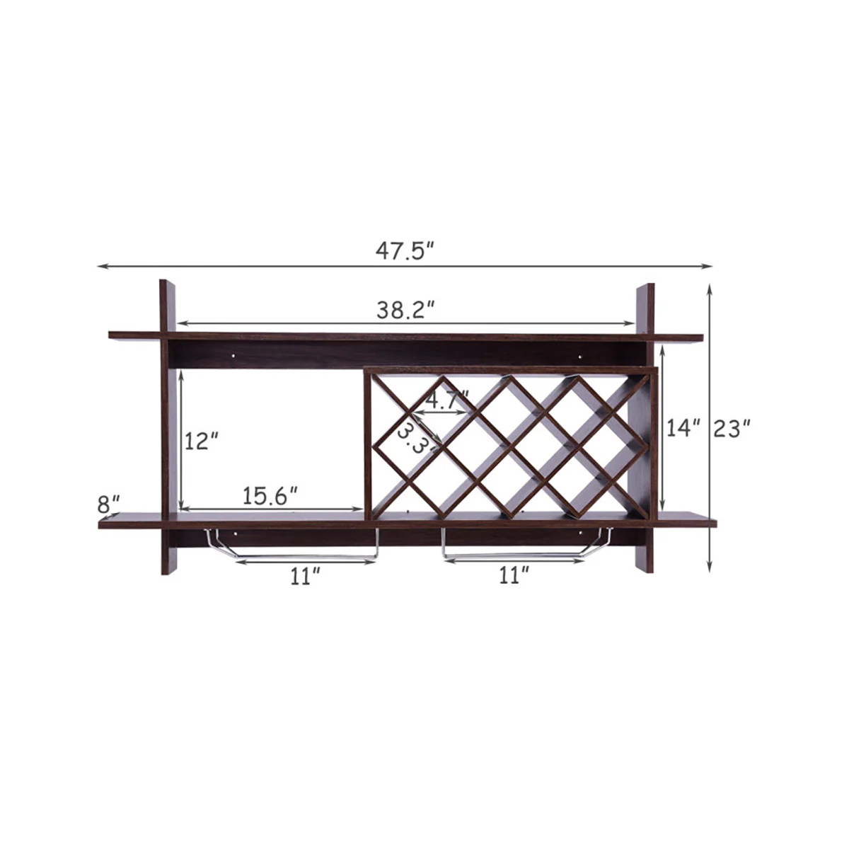 Wall Mount Wine Rack Organizer with Glass Holder - Image 5
