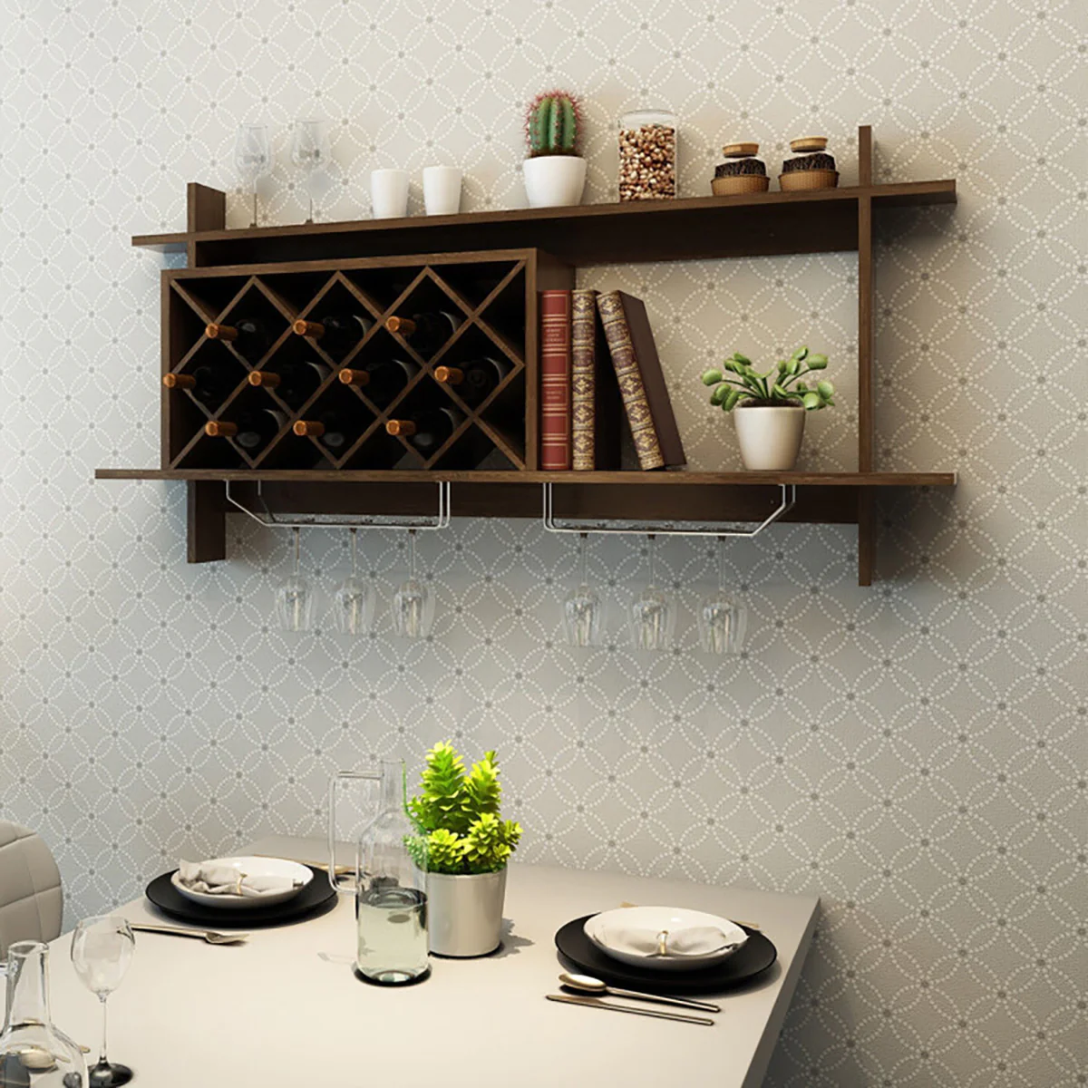 Wall Mount Wine Rack Organizer with Glass Holder - Image 6