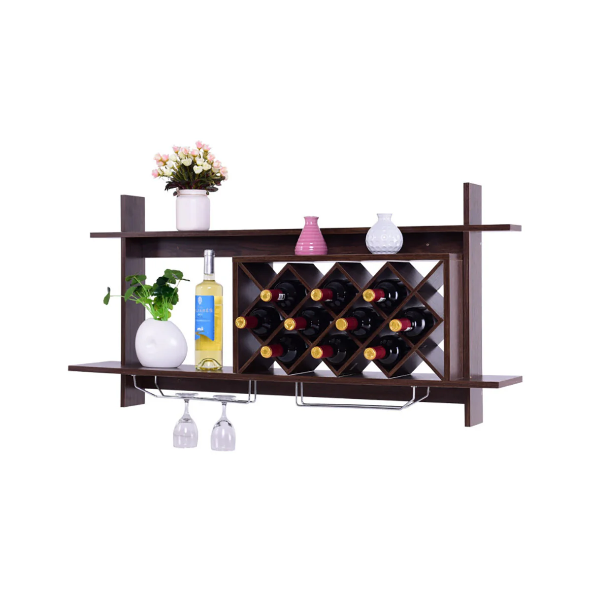 Wall Mount Wine Rack Organizer with Glass Holder - Image 7