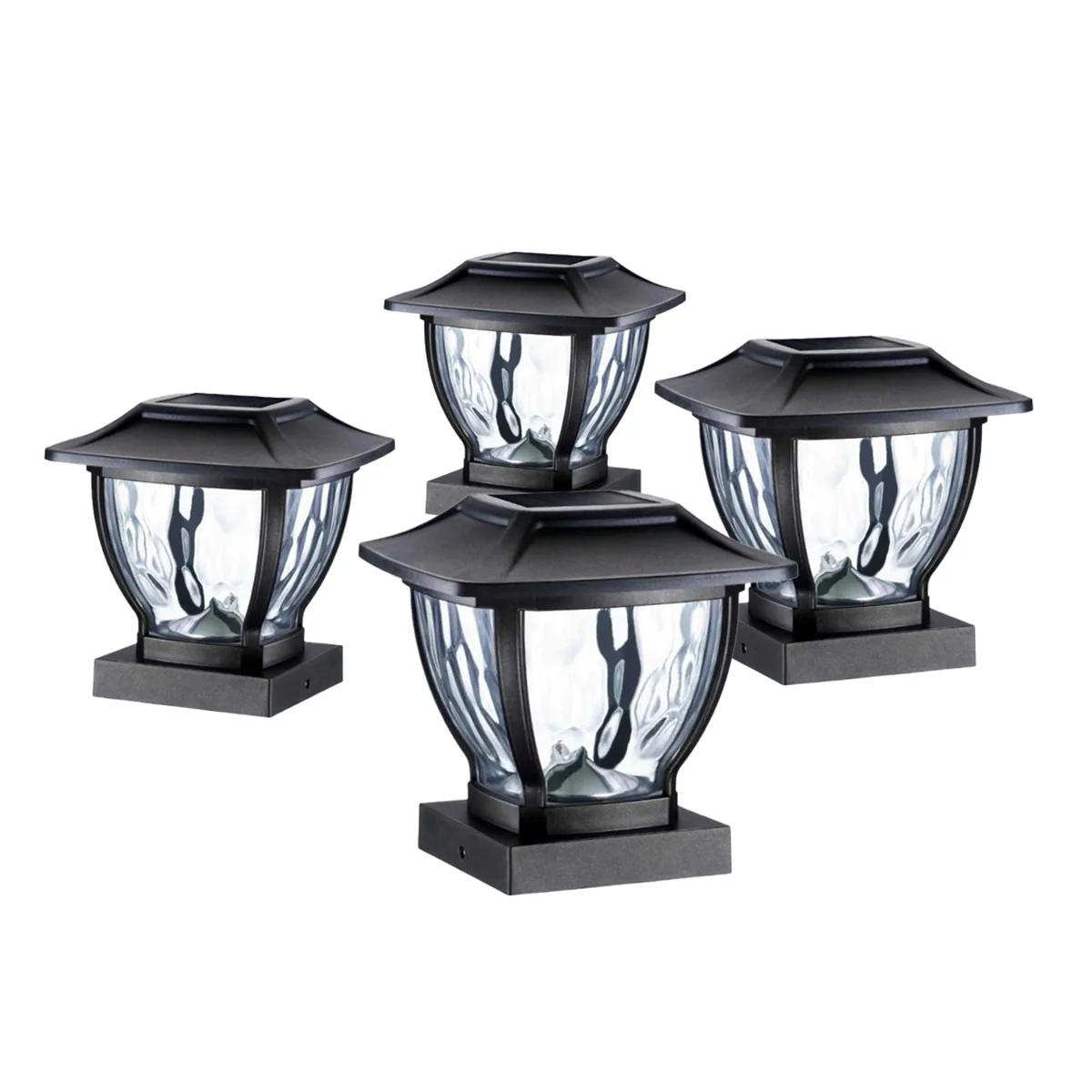 Wave Style Solar Powered Post Lights (Set of 4) - Image 2