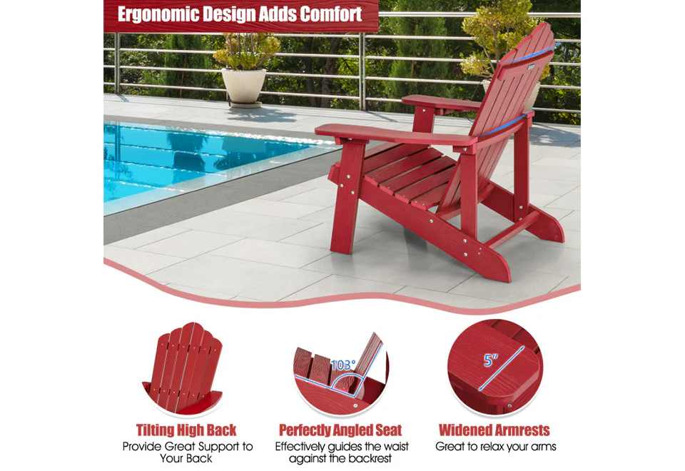 Weather Resistant Outdoor Adirondack Chair with Cup Holder - Image 11