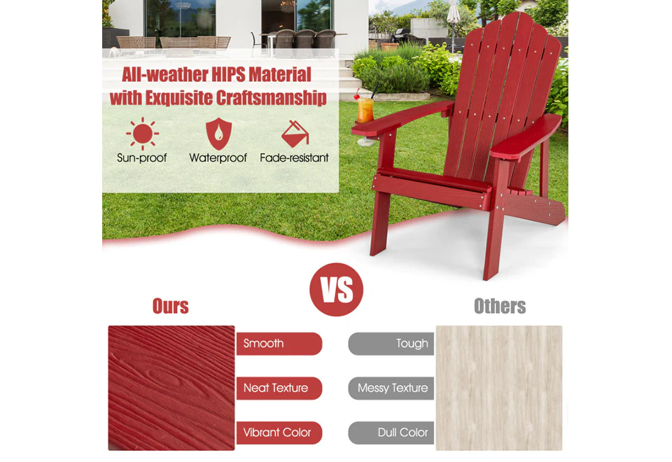 Weather Resistant Outdoor Adirondack Chair with Cup Holder - Image 12