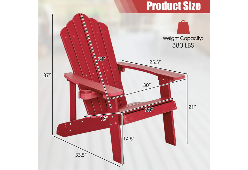 Weather Resistant Outdoor Adirondack Chair with Cup Holder - Image 14