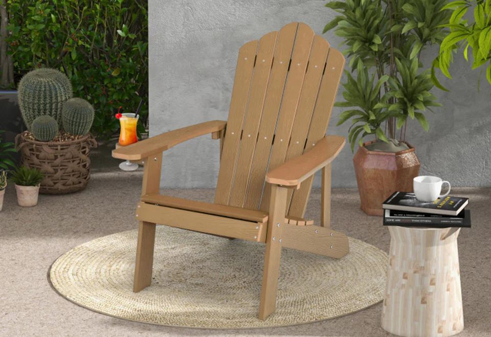 Weather Resistant Outdoor Adirondack Chair with Cup Holder - Image 3