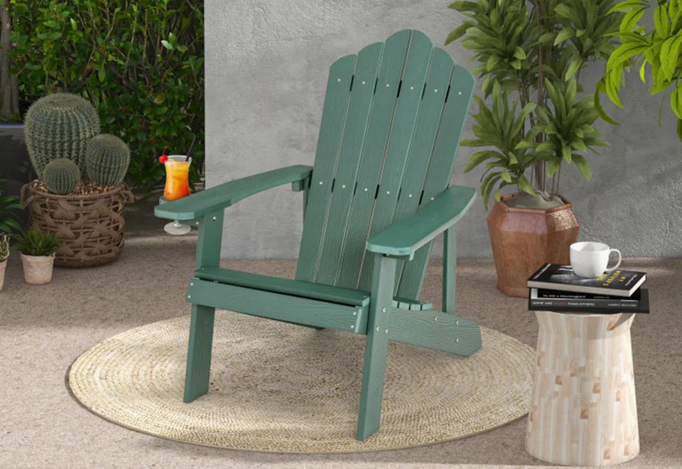 Weather Resistant Outdoor Adirondack Chair with Cup Holder - Image 4