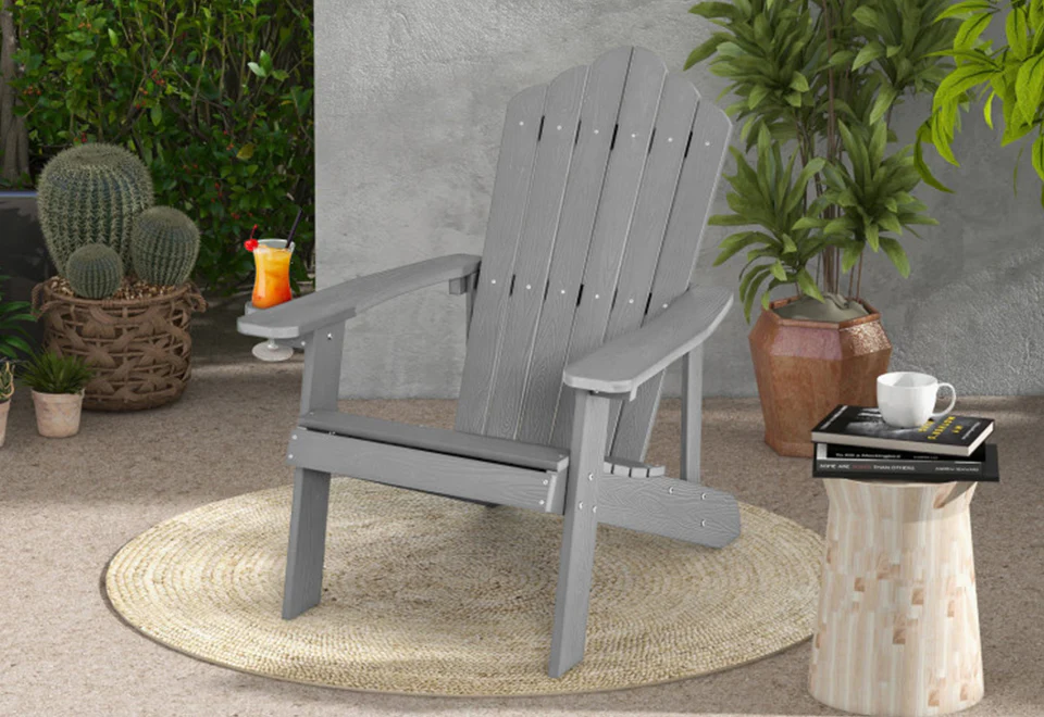Weather Resistant Outdoor Adirondack Chair with Cup Holder - Image 6