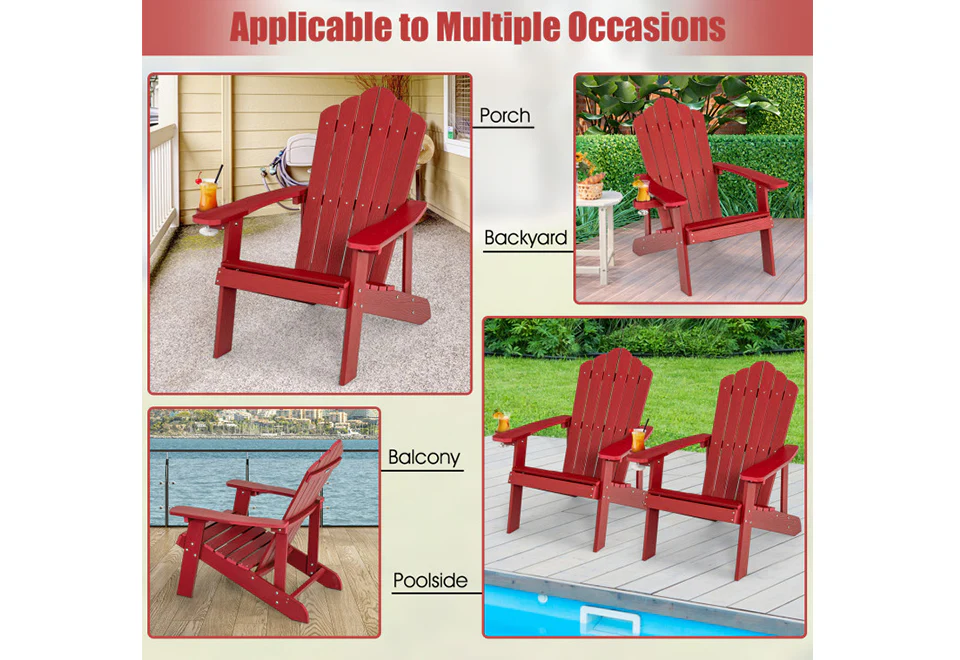 Weather Resistant Outdoor Adirondack Chair with Cup Holder - Image 9