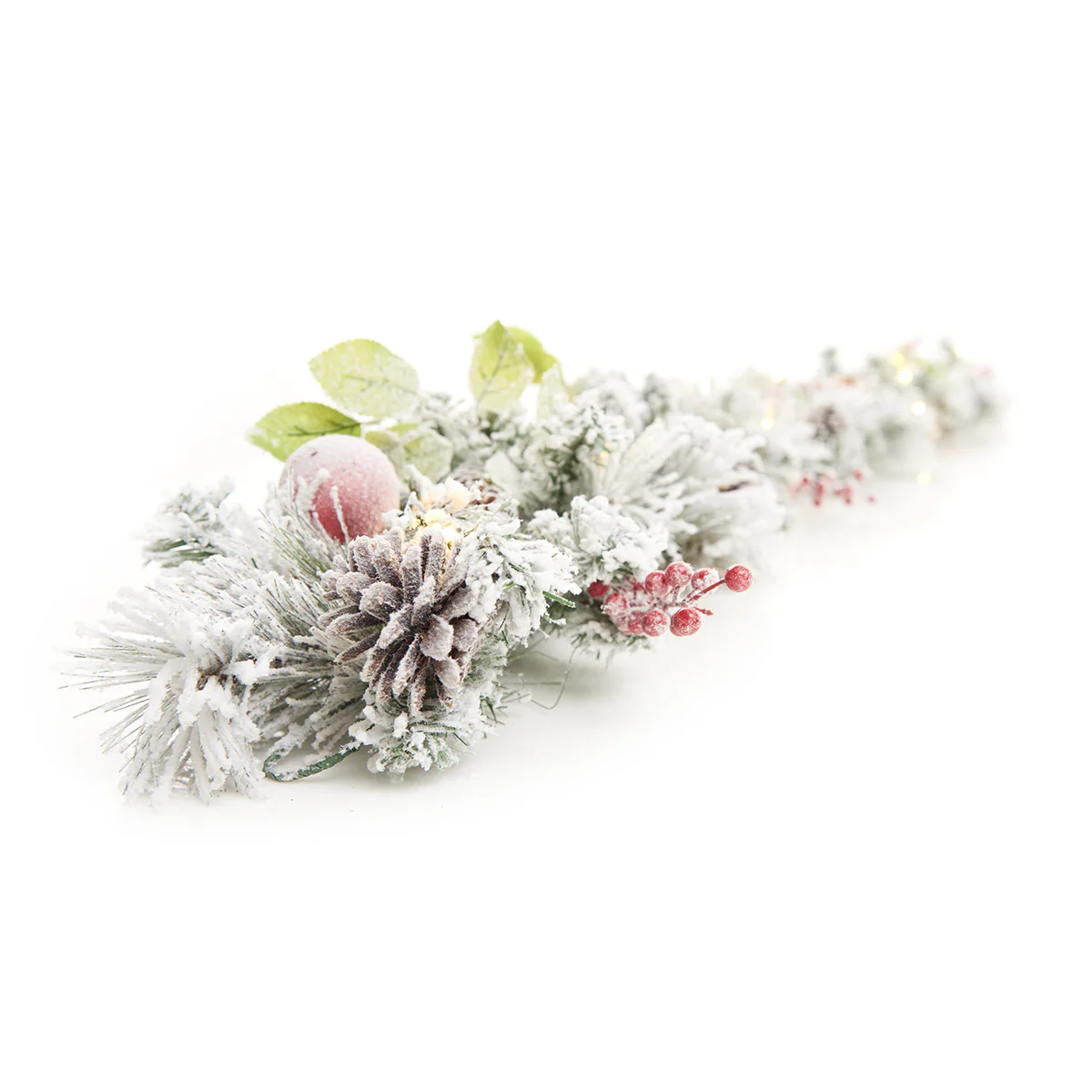 White Flocked 9-Ft. Cordless Pre-Lit Indoor/Outdoor Garland - Image 3