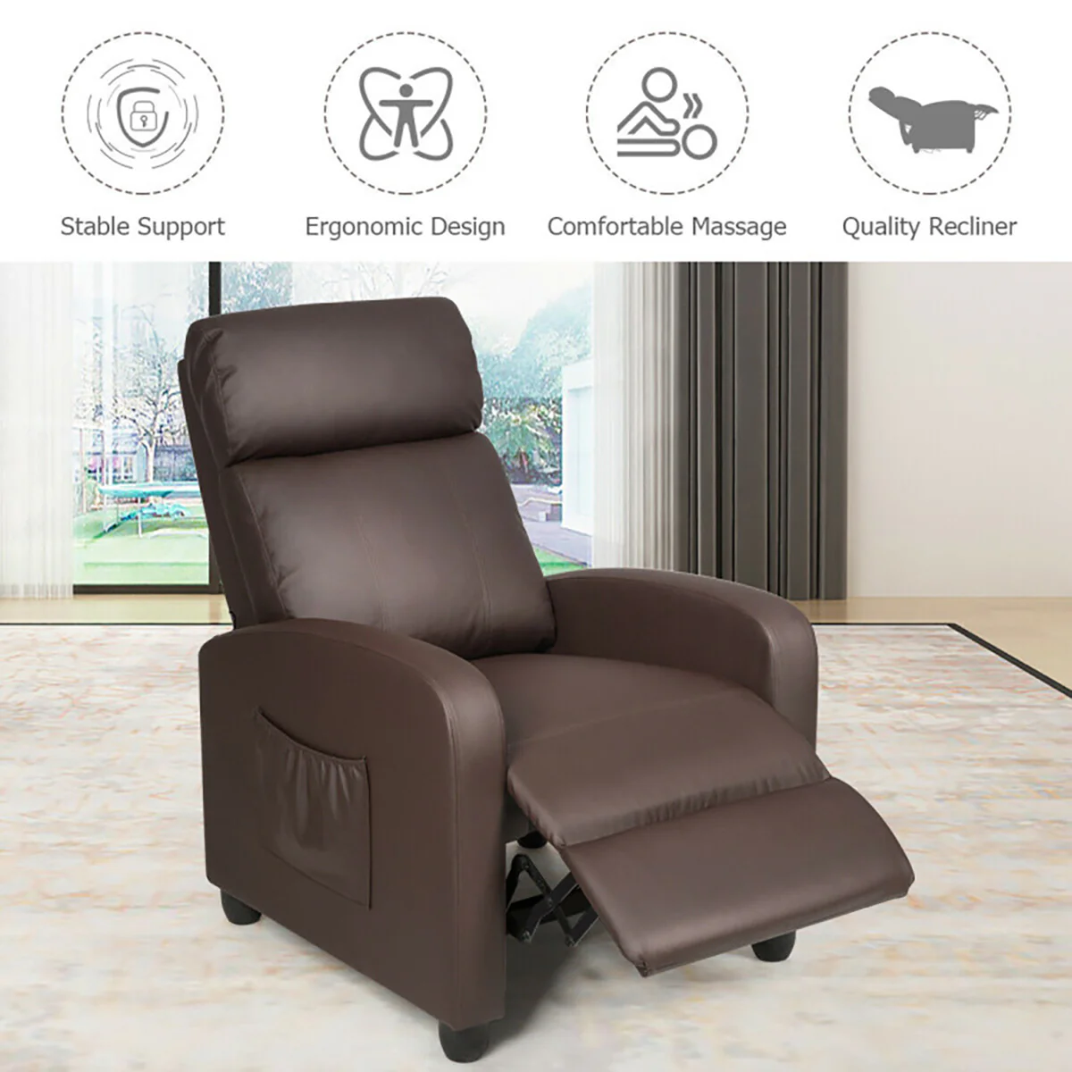 Wingback Massaging Recliner Chair - Image 11