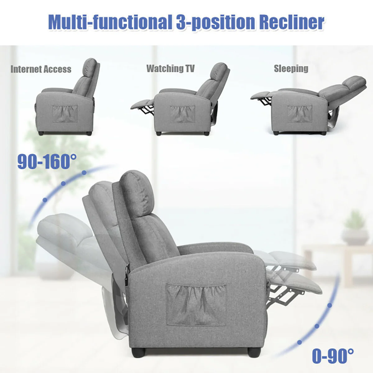 Wingback Massaging Recliner Chair - Image 14