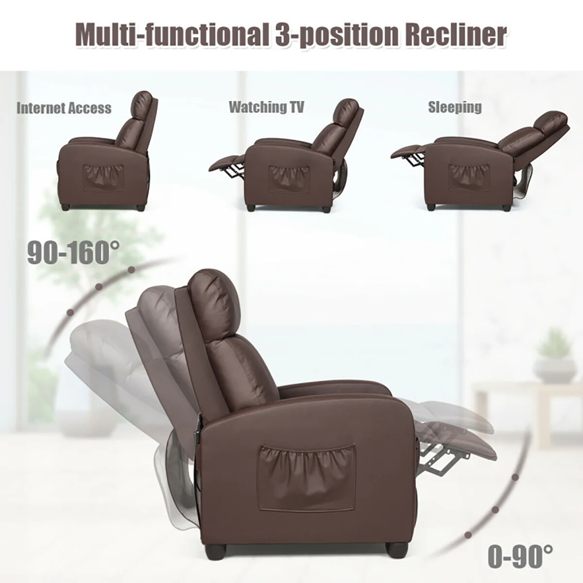 Wingback Massaging Recliner Chair - Image 4