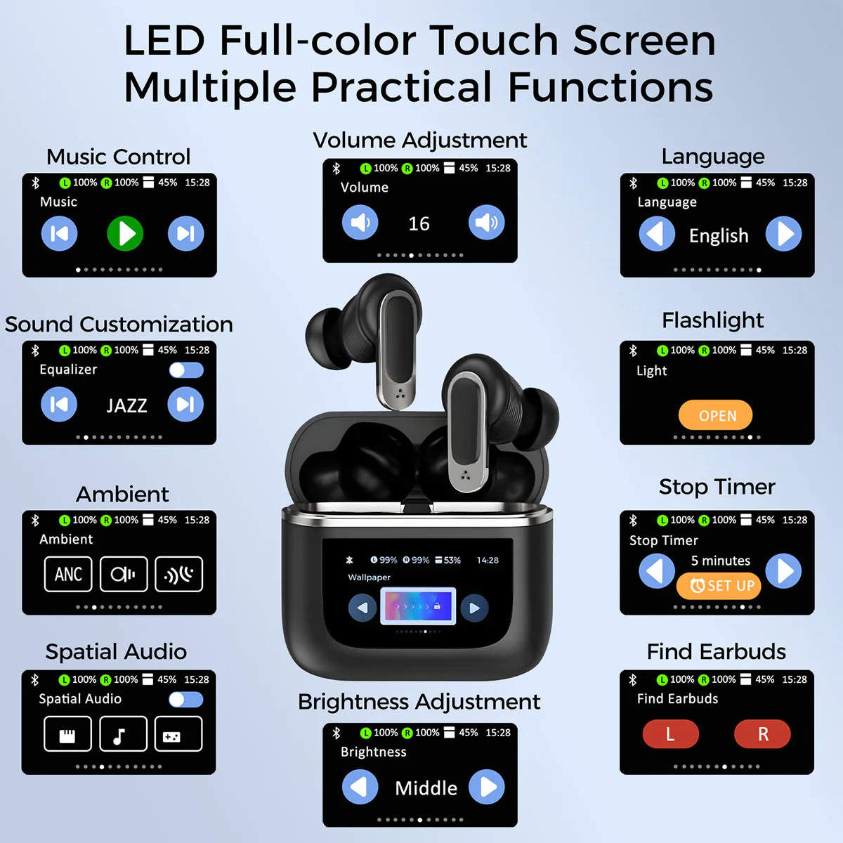 Wireless Earbuds with Touchscreen Smart Case - Image 3