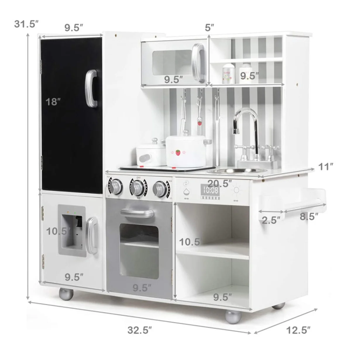 Wooden Pretend Play Kitchen with Sound - Image 10