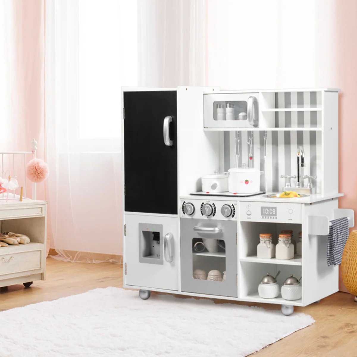 Wooden Pretend Play Kitchen with Sound - Image 11