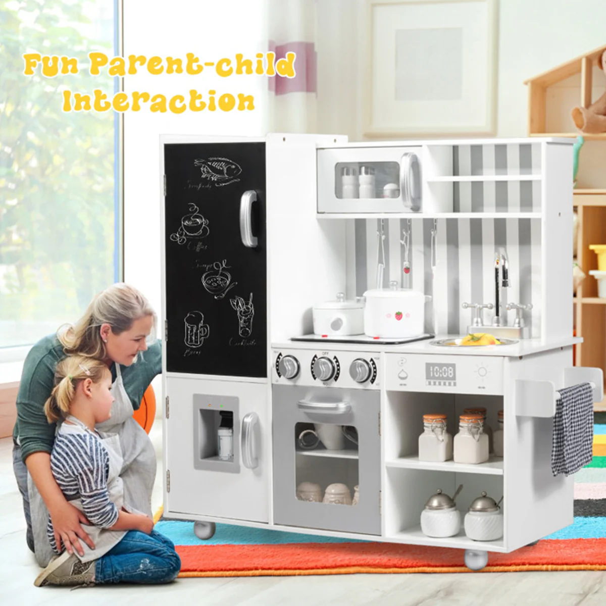 Wooden Pretend Play Kitchen with Sound - Image 3