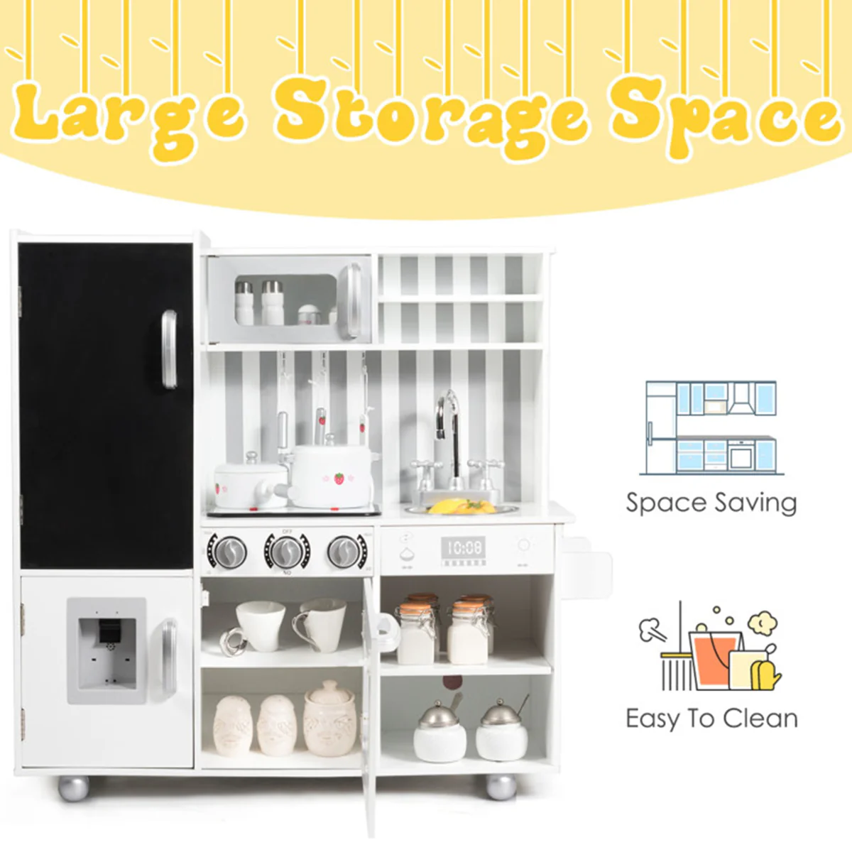 Wooden Pretend Play Kitchen with Sound - Image 9