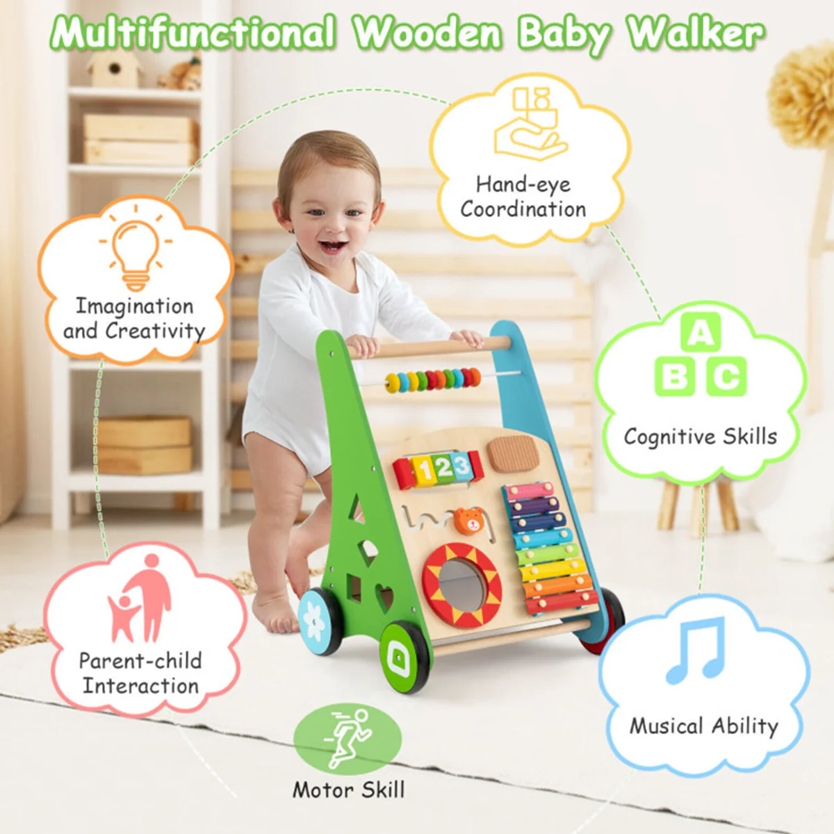 Wooden Push Walker Activity Center - Image 3