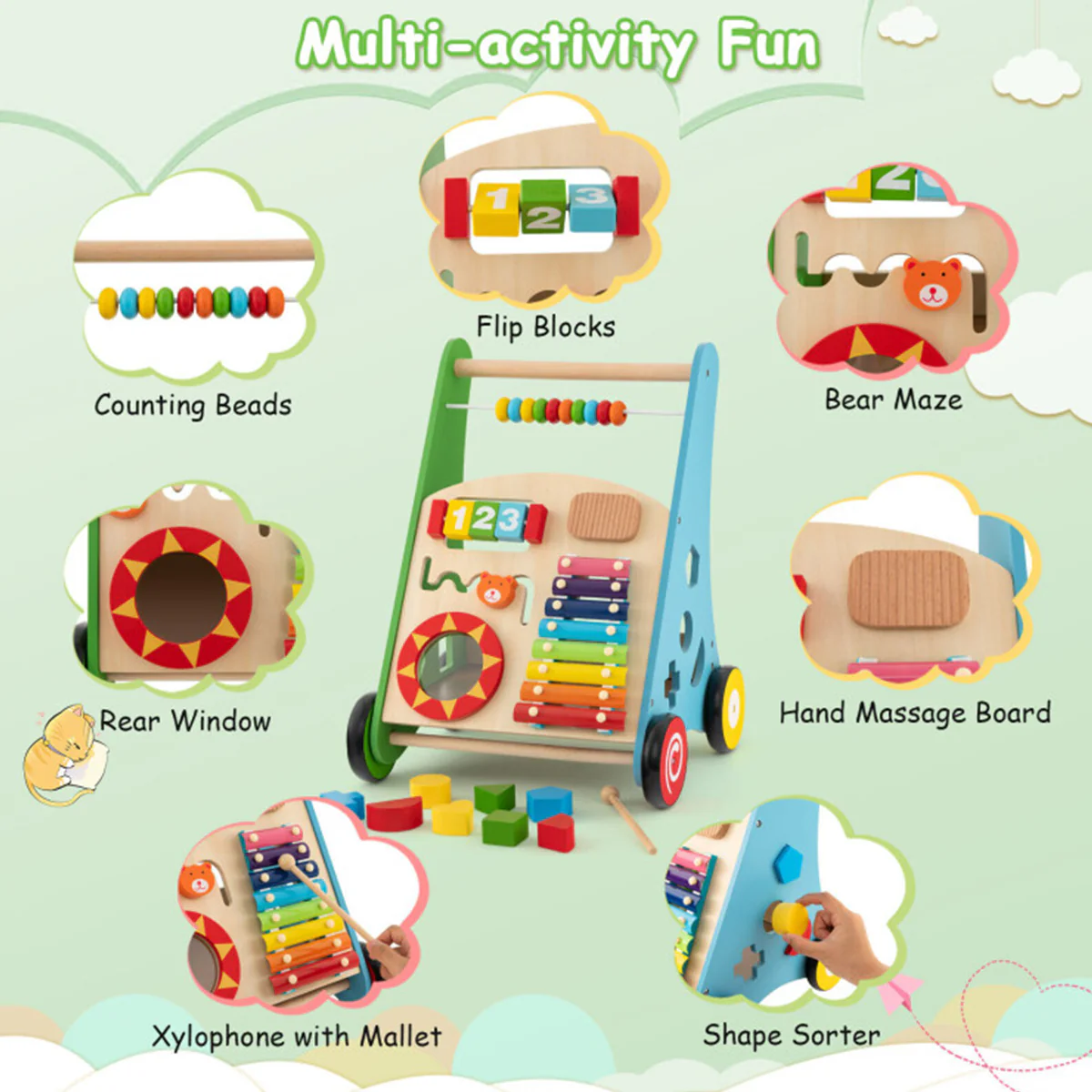 Wooden Push Walker Activity Center - Image 4