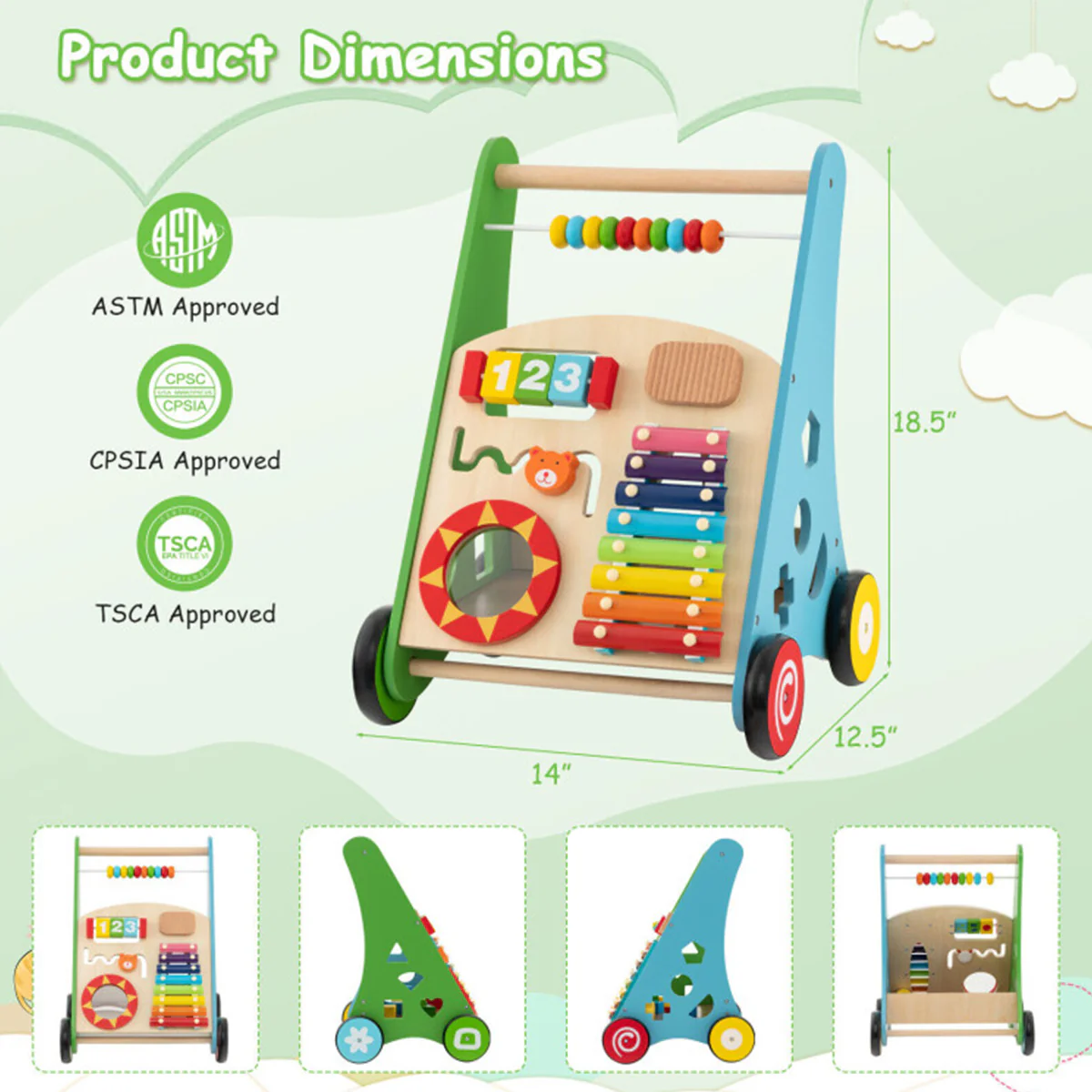 Wooden Push Walker Activity Center - Image 8